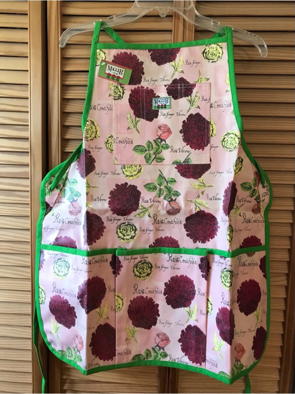 MAGGIB Roses Floral Pink & Green Garden Apron